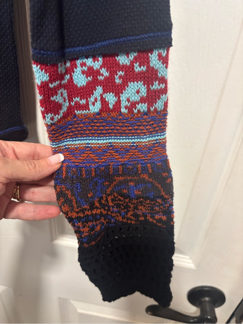 Free People Black Long-Sleeve Top with Colorful Patterned Cuffs #NWT - Picture 4 of 4